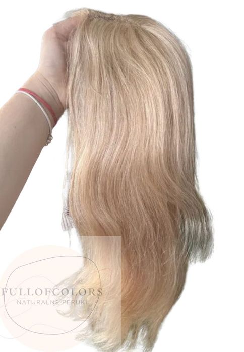 Dluga peruka naturalna jasny blond włosy naturalne mikroskóraq
