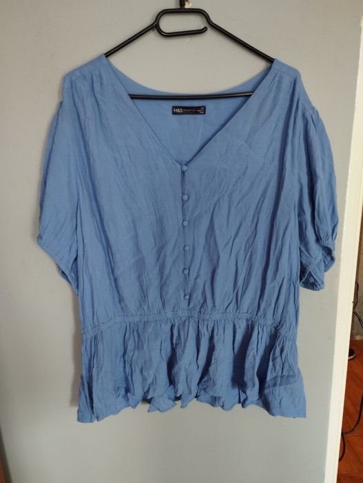 Niebieska bluzka guziki m&s 50