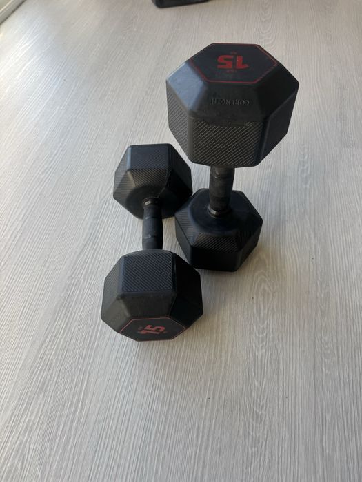 Halteres, pesos de musculação de 15 kg x2