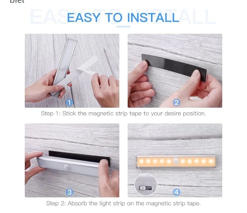 Oświetlenie szafki LED z czujnikiem ruchu,