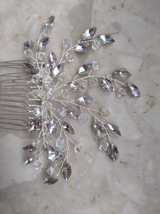 Grzebyk ślubny srebrny