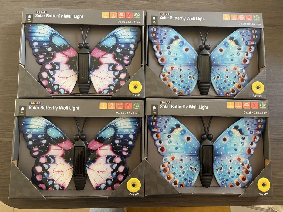 Lampa Solarna Kinkiet Motyl Ścienny LED Ogrodowy NOWY