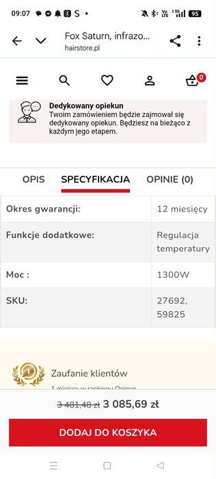 Nowy Infrazon na wysięgniku Fox Saturn
