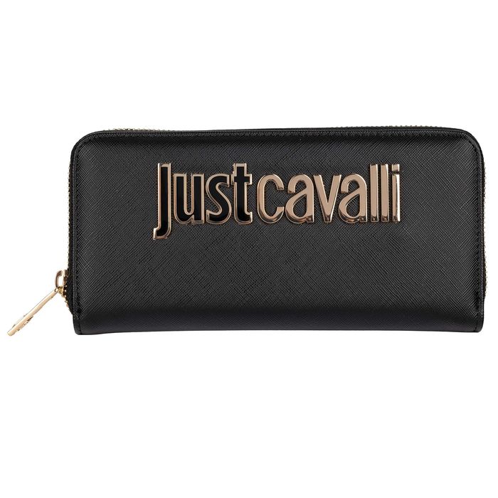 JUST CAVALLI markowy damski portfel pojemny BLACK