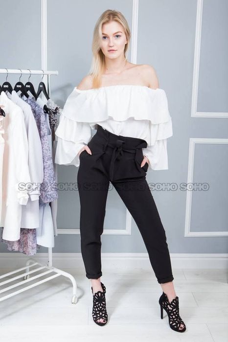 Purpura spodnie z wysokim stanem czarne 36s