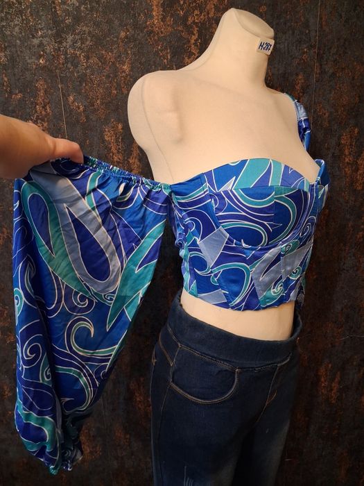 Crop top gorsetowy gorset wiązany rekawy rozmiar M