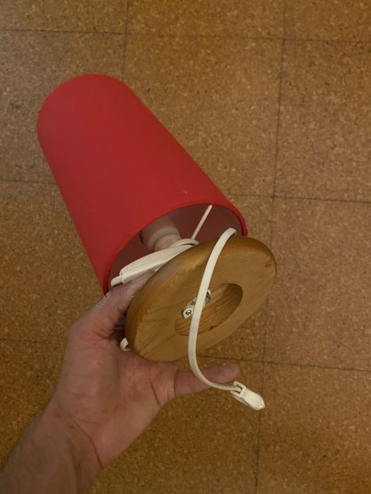 2x Candeeiro c abajur vermelho vintage