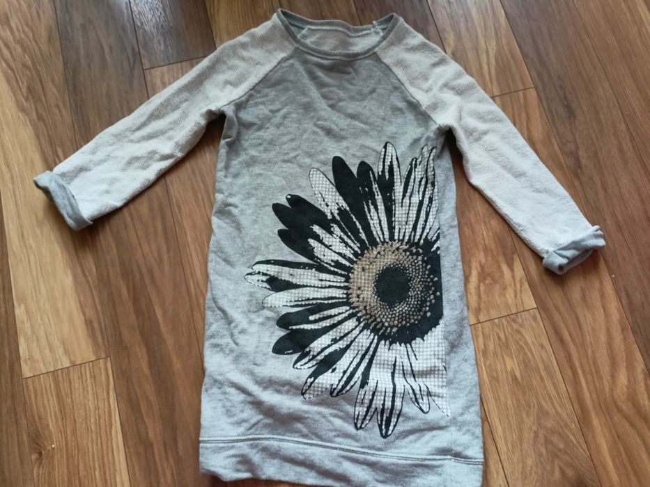 Bluza ciążowa tunika XS S kwiat szara melanż