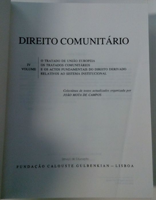 Direito Comunitário, de João de Mota Campos