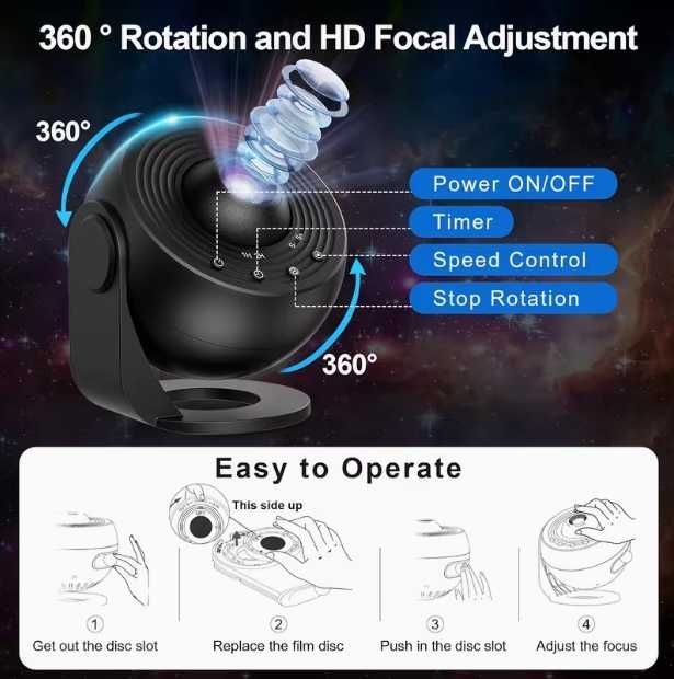 Домашній планетарій, Проектор зоряного неба, Нічник галактика Pro 2025