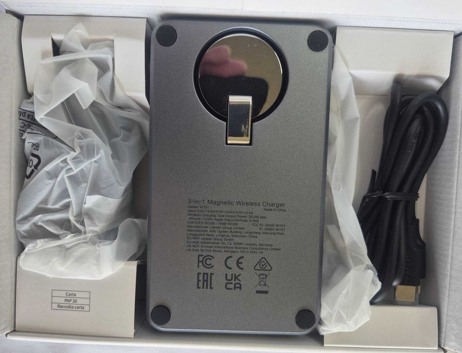 Зарядний пристрій UGREEN 3-in-1 MagFlow Qi2 15w для iPhone