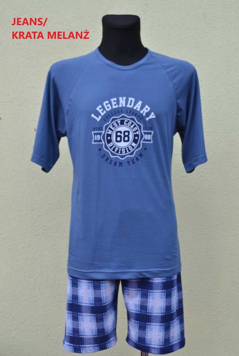 Piżama męska krótki rękaw krata roz. 170 M