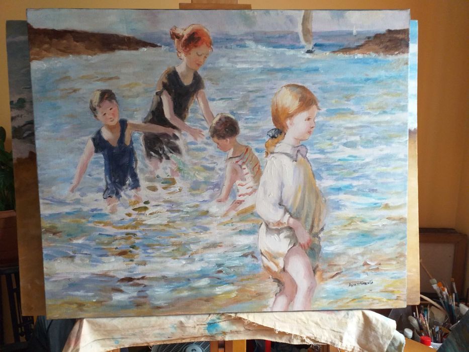 Pintura a óleo sobre tela 60x50 cm - São Martinho do Porto