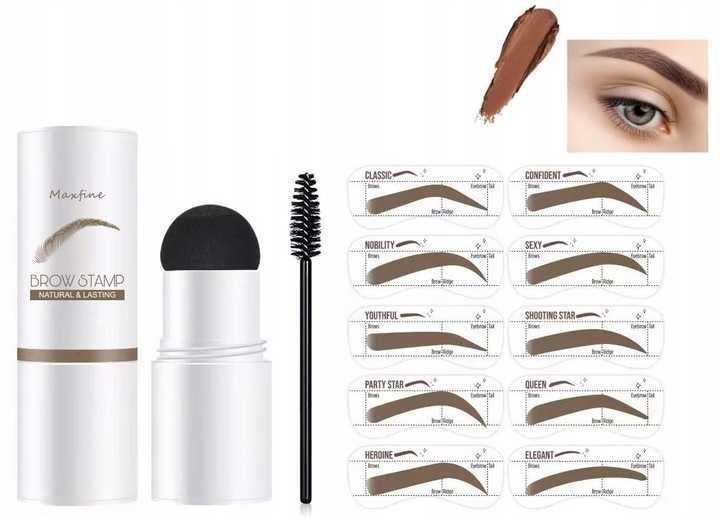 Stempel Do brwi Pomada Szablony Brązowy X4