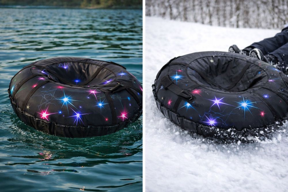 Тюбінг зимовий з камерою 2в1 для снігу та води, міцний з ручками