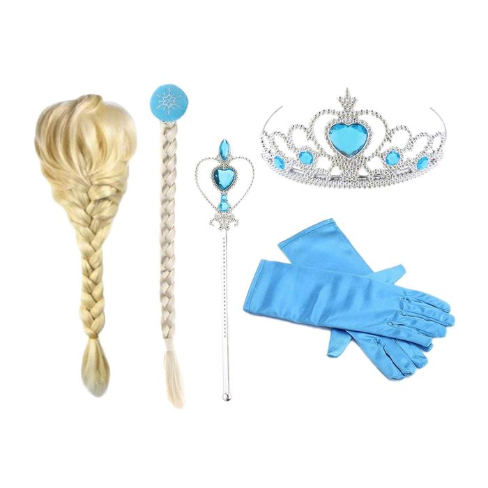 Strój sukienka elza + peruka + akcesoria + zegarek rozmiar xl