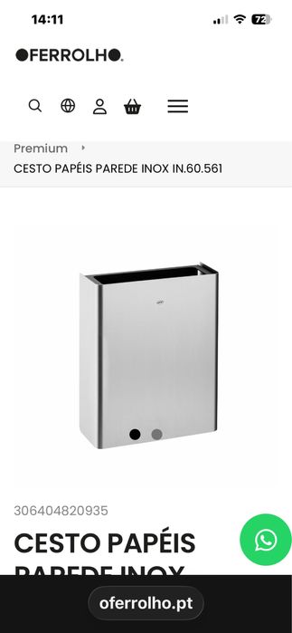 Dispenser de toalhas de papel em inox