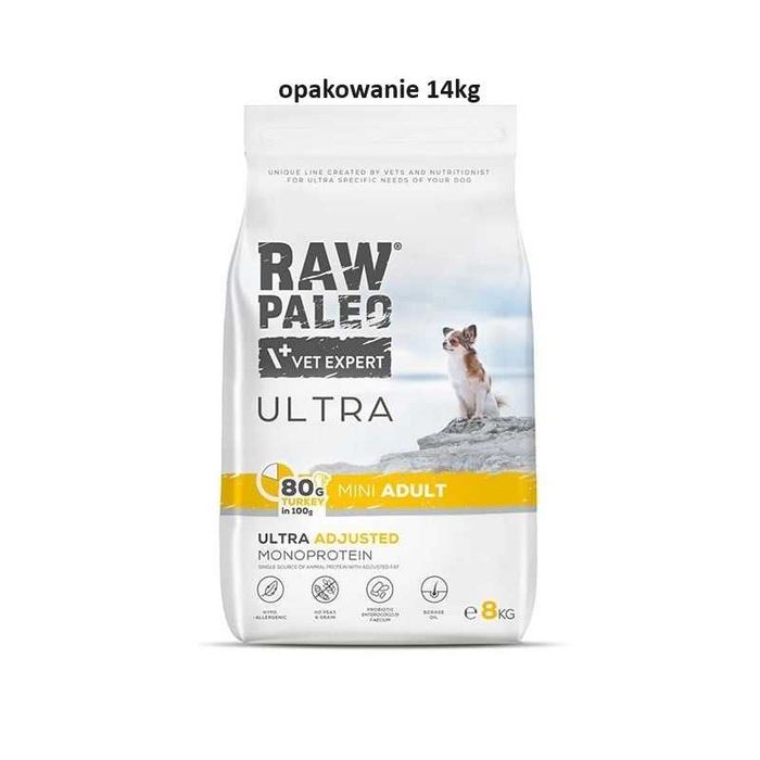 RAW PALEO ULTRA TURKEY Adult Mini 14 kg z indykiem dla psów ras małych
