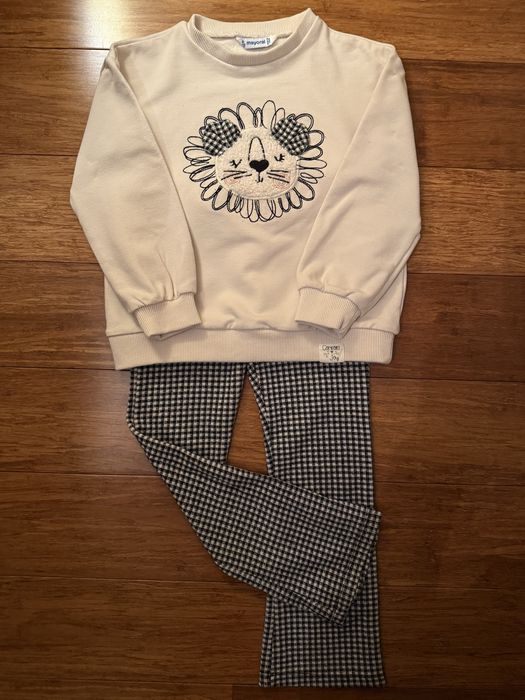 Mayoral 4770 _ komplet bluza spodenki dzwony w kratkę r. 116