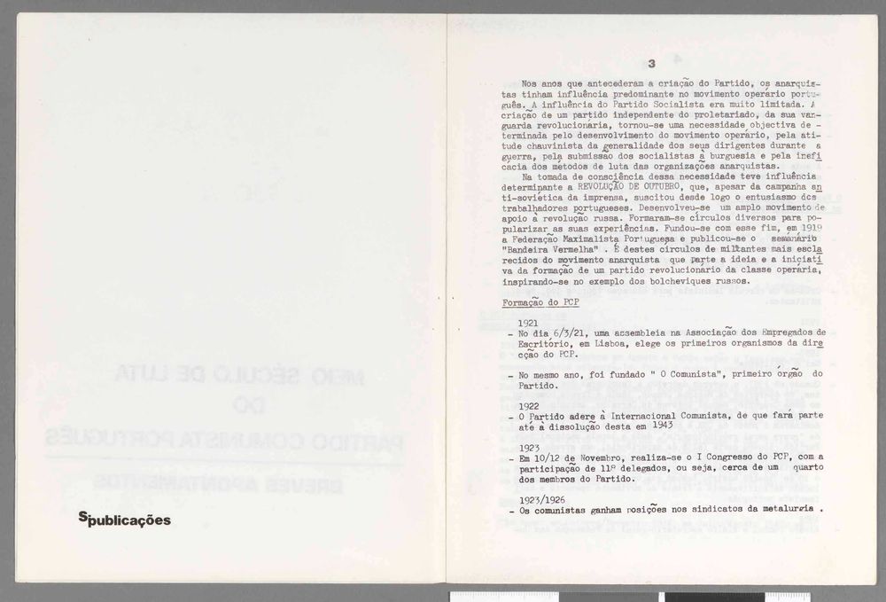 Brochura “Meio século de luta” do Partido Comunista Português