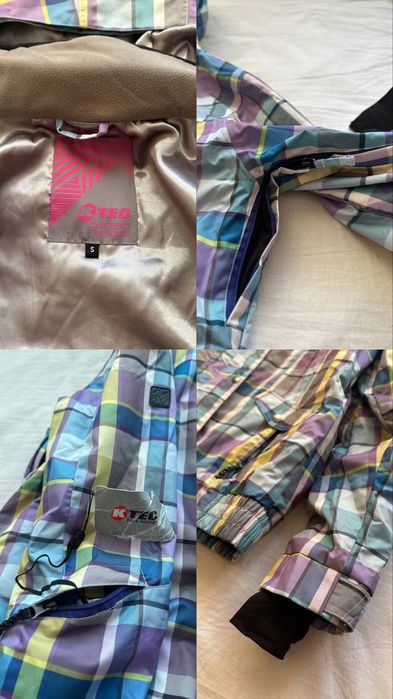 Яскрава жіноча  лижна /сноубордична куртка K-TEC клітинку розмір S