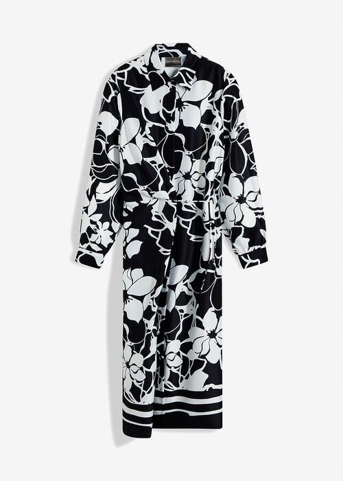 B.P.C satynowa sukienka midi szmizjerka we wzory r.38