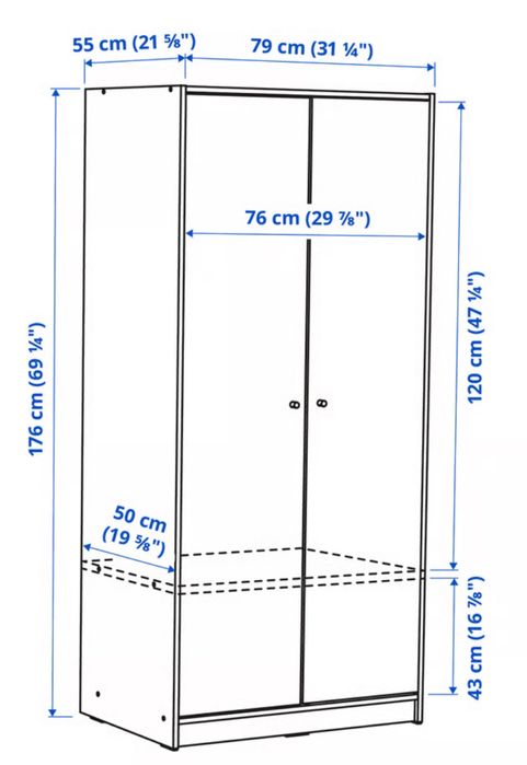 Szafa IKEA KLEPPSTAD 2 drzwi biała