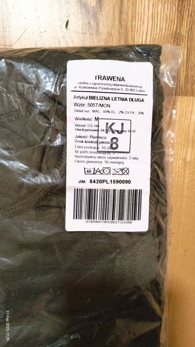 Wojskowa bielizna letnia - długa, rozmiar M