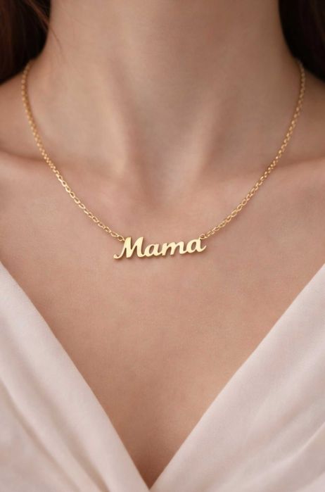 Złota Celebrytka Stal Chirurgiczna 316L Napis Mama Dzień Mamy