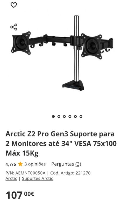 Suporte Duplo Arctic Z2