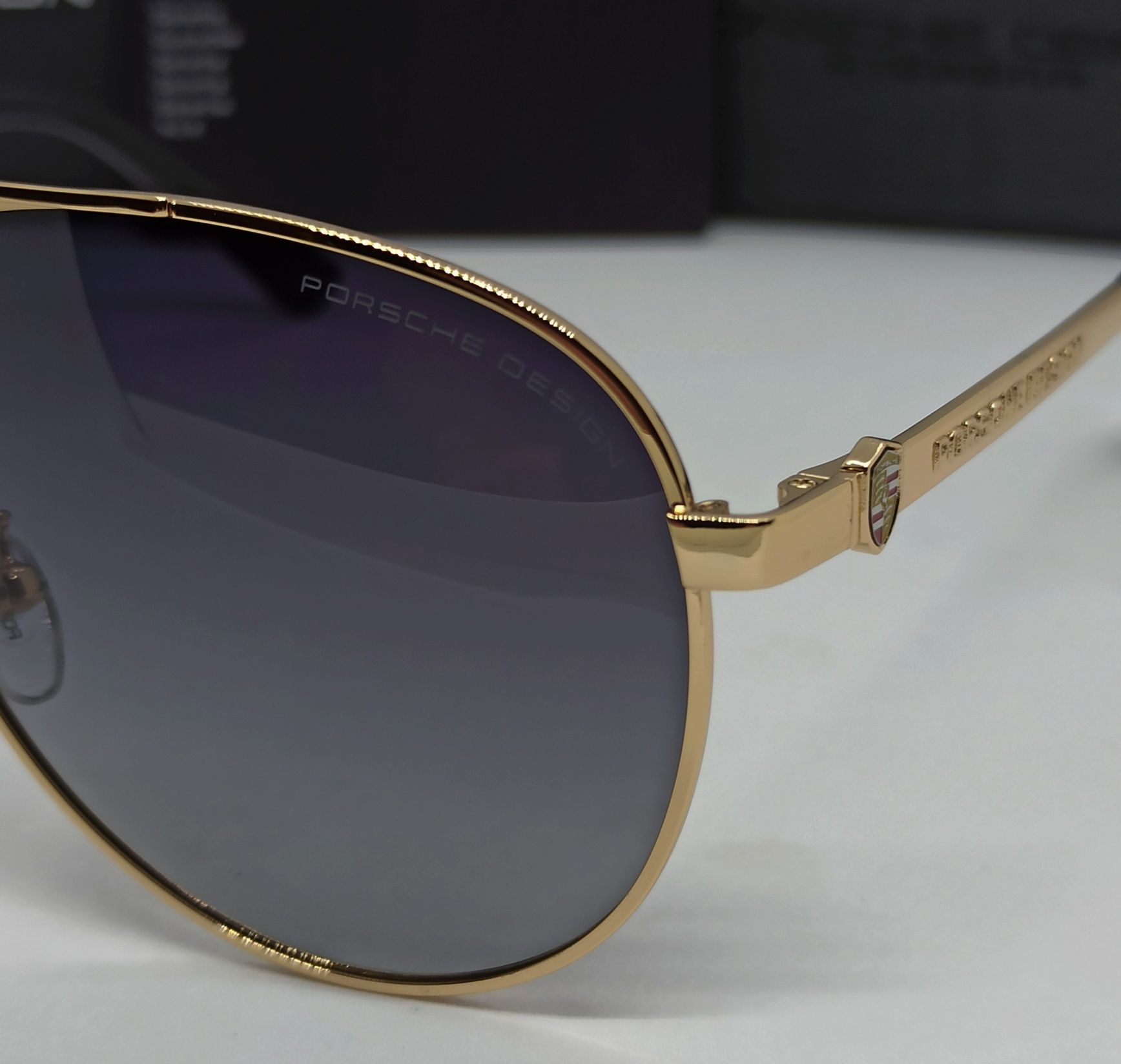Porsche Design очки капли мужские серые в золотом металле поляризиров ...