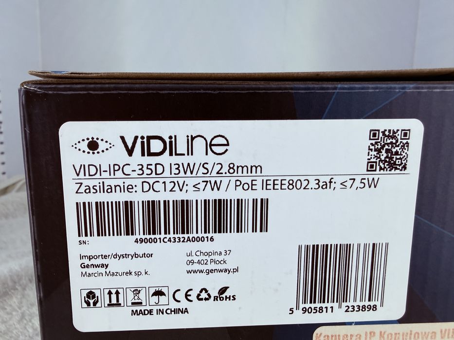Kamera VidiLine IP Kopułowa 5Mpx Dual Light Biała