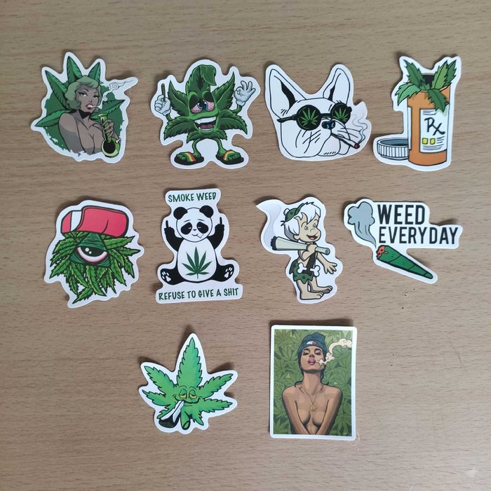 50 Stickers Autocolantes Weed