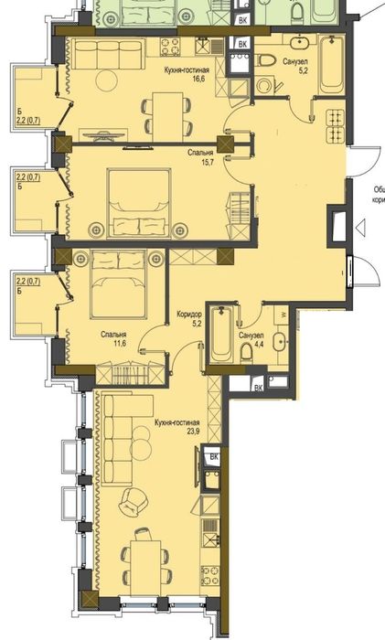 3-rooms apartment apartment by the address st. Kulikovo pole pl Oktyabrskoy revolyutsii pl (area 101 m²) - Atlanta.ua - photo 6