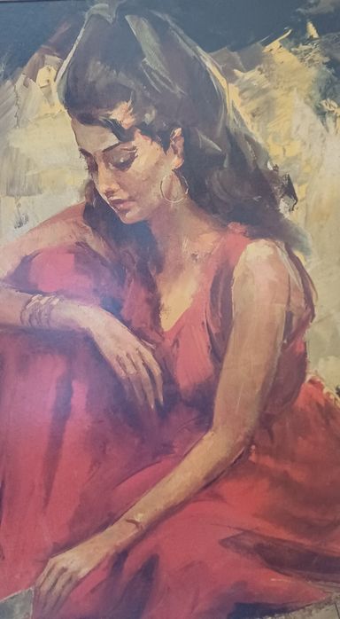 Quadro antigo com gravura a