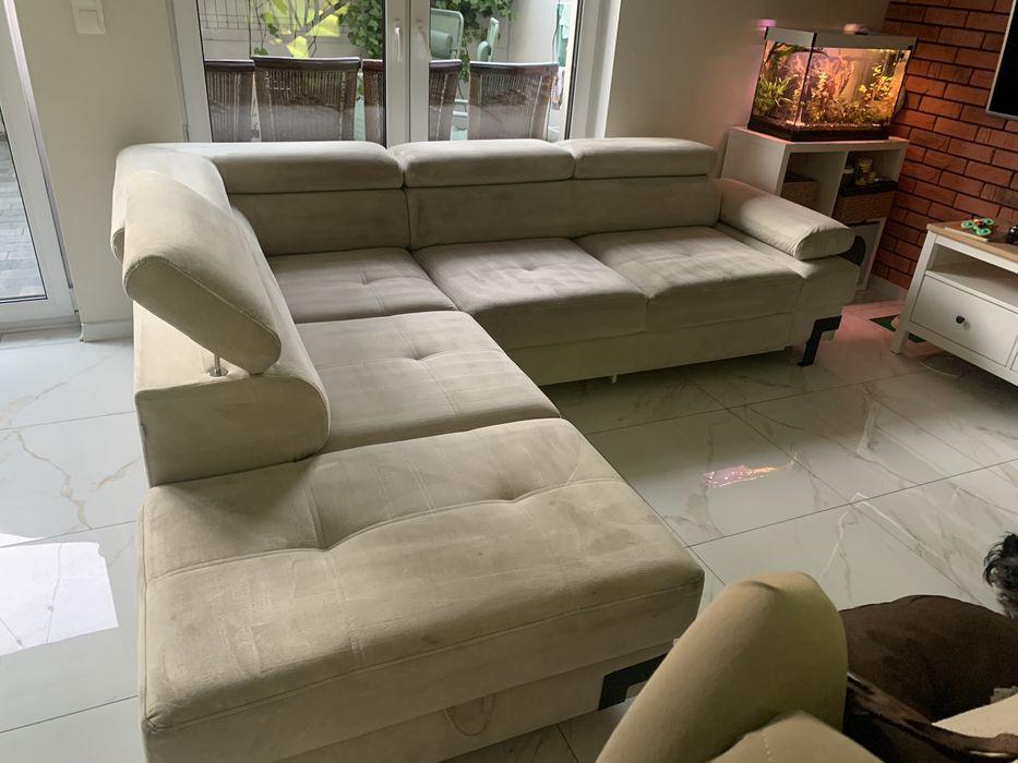 Narożnik EMPORIO L NEW rozkładany ecru jasny