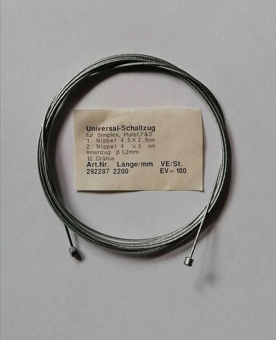 Трос перемикання передач 2 ніпеля Simplex Huret F&S 3 передачі Sachs