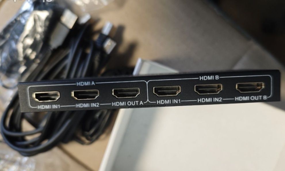 HDMI KVM Switch для 2х ПК 2×2 Dual Monitor, 4K, аудіо, пульт,