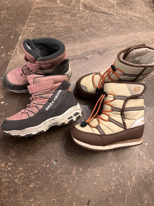 Зимние ботинки и сапоги дутики для девочки skechers 29  и 30 размер