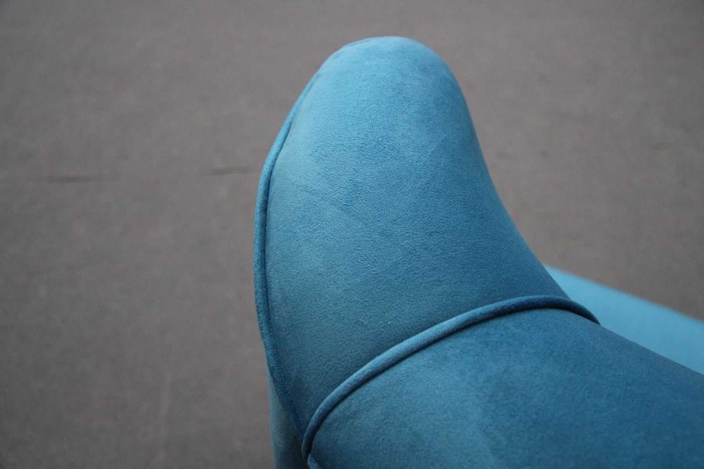 Fotel tapicerowany Uszak Moli błękitny drewniany BGM24.pl B 6318 -24%