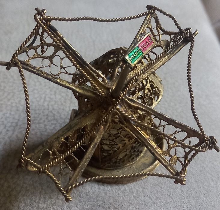 Vintage brass filigree windmill miniature