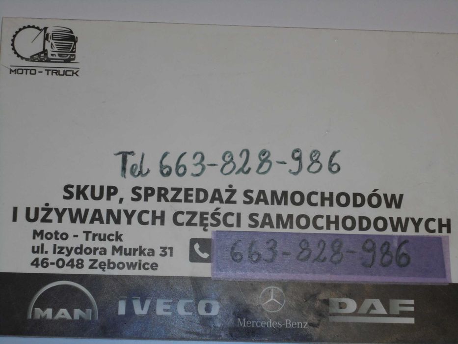 Silnik 290 sprzedany MAN TGM Kabina Skrzynia Biegow Maska Most kolumna