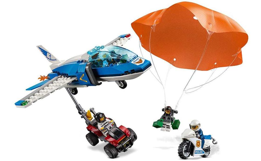 LEGO City Реактивний літак — Парашутист — Машинка — Байк (60208) + Подарунок 3 фігурки!