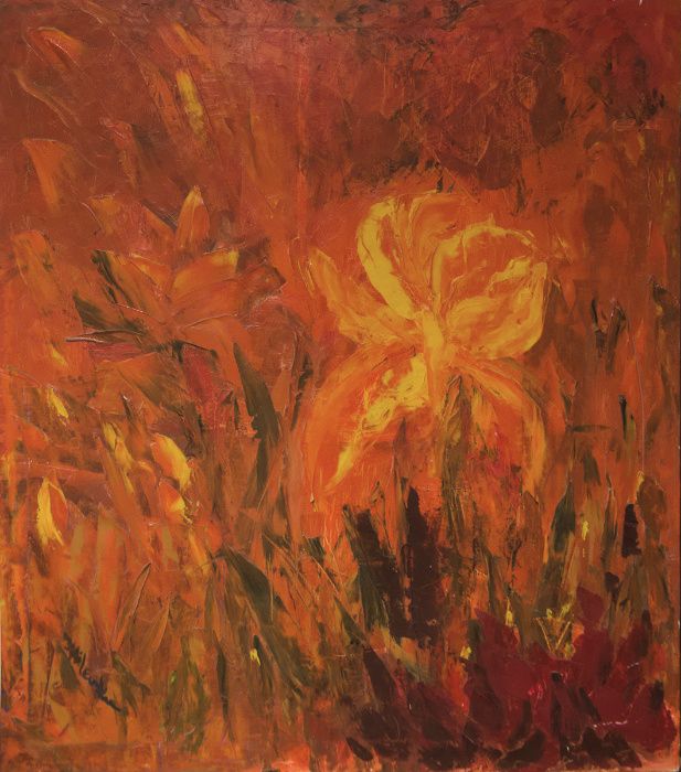 Obraz olejny 72x60 cm - Czerwona abstrakcja