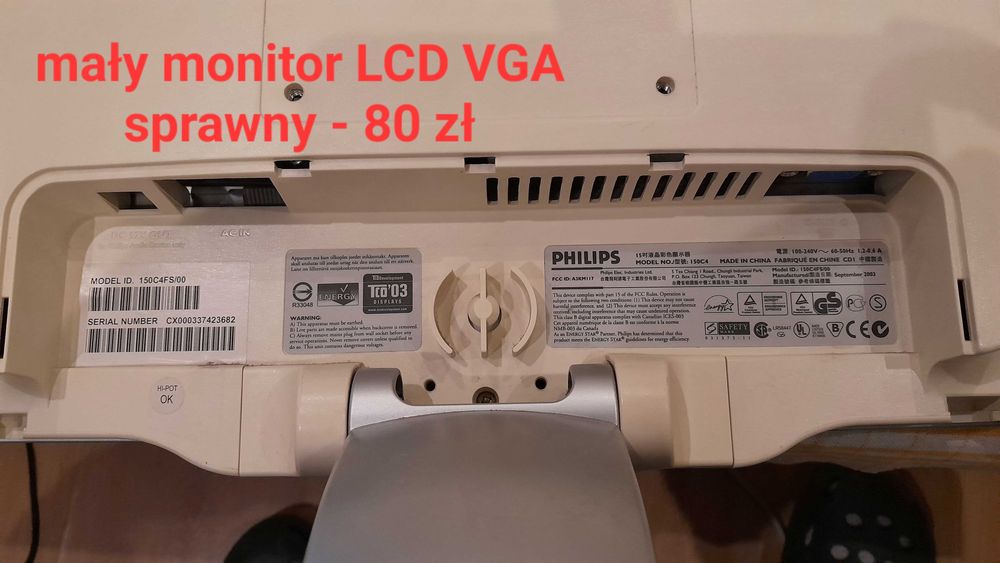 Philips - mały (chyba 14") sprawny monitorek , bez badpixeli