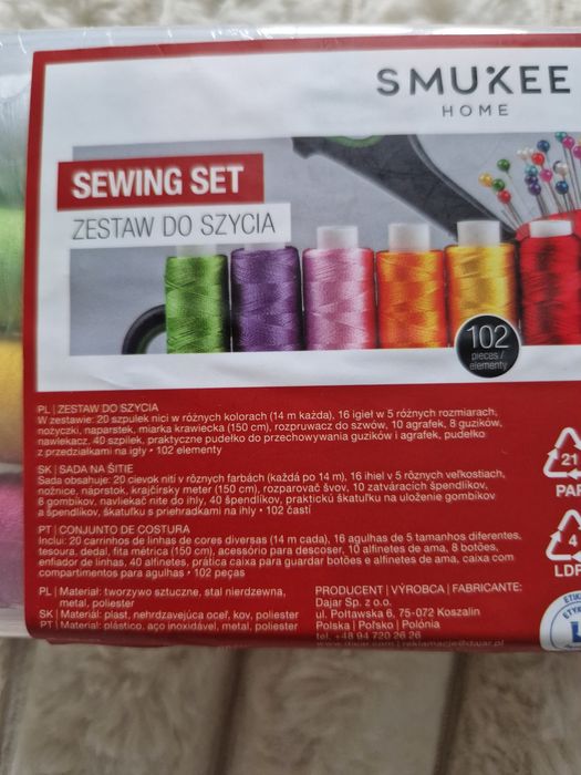 Zestaw do szycia Smukee Home 102 elementy nowy