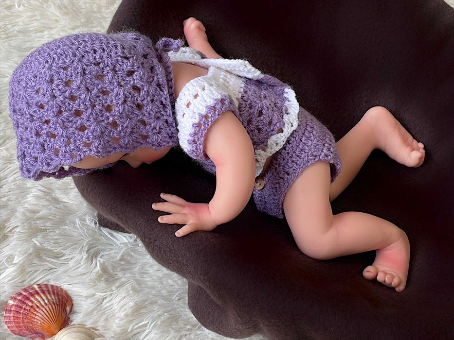 Boneca bebé reborn corpo inteiro silicone 34cm olhos abertos