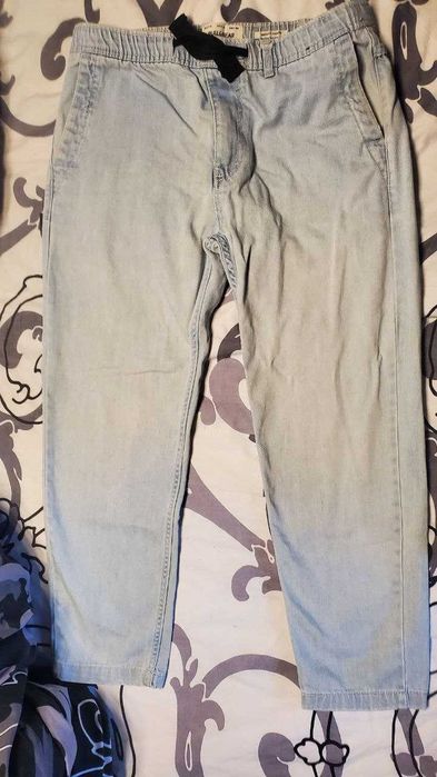 Штаны брюки джинсы широкие PullBear пляжная серия прямые с ремнем