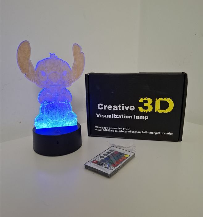 Lampka nocna ozdobną 3D,Stitch kolorowy efekt hologramu