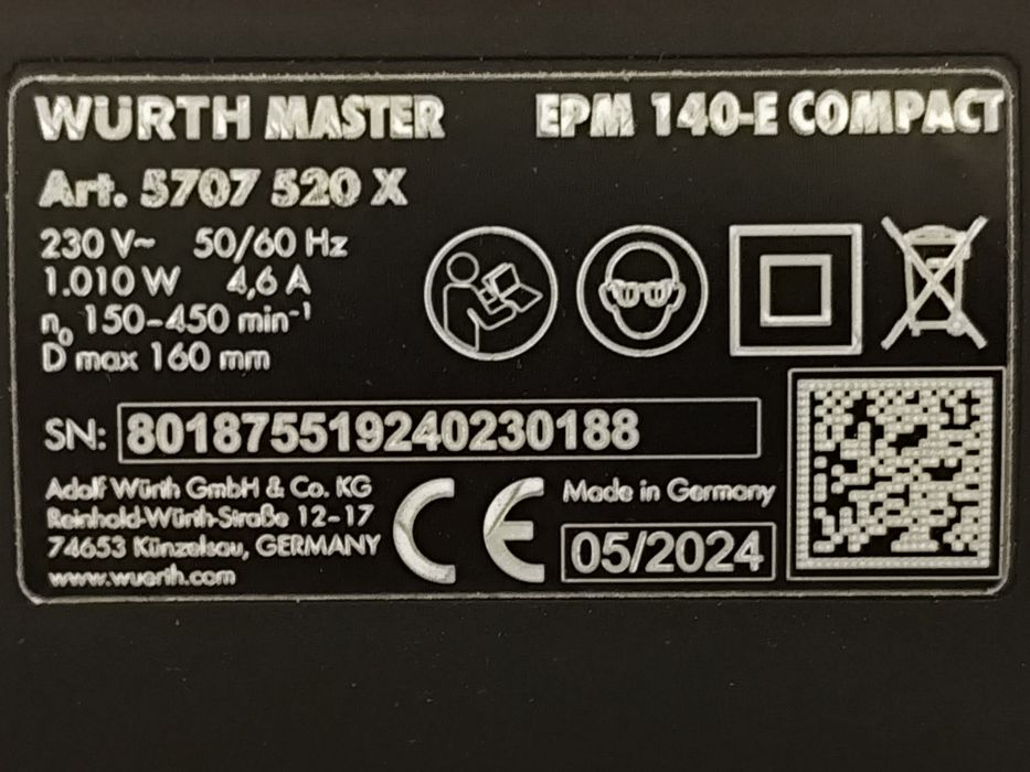 WURTH !!! Polerka EPM 140 E COMPACT ORBITALNA !!! Nowa  !!!